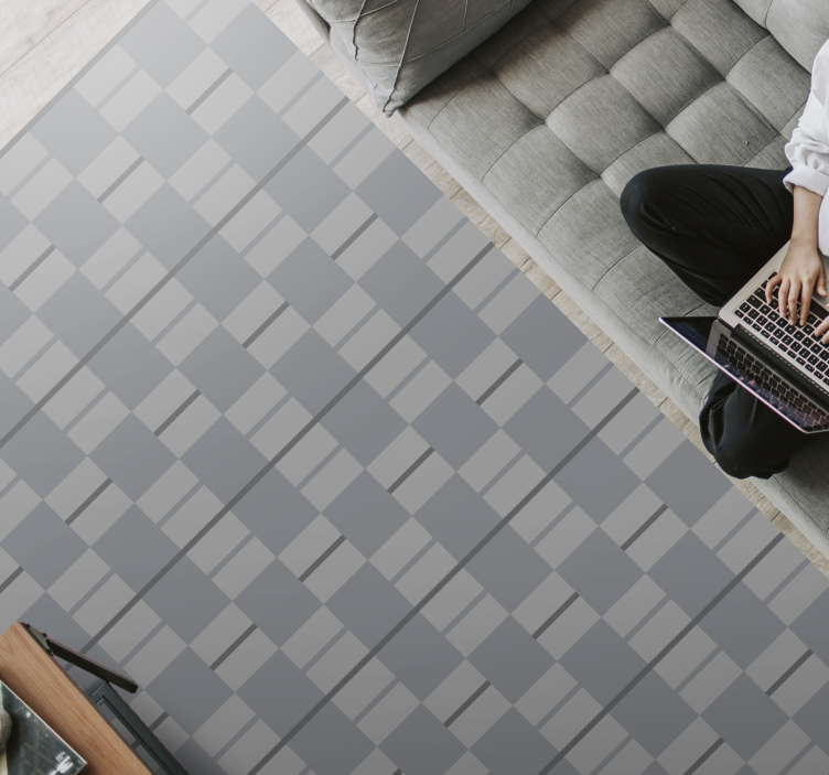 Vinyl Teppich Wohnzimmer grau gemusterte quadrate - TenStickers