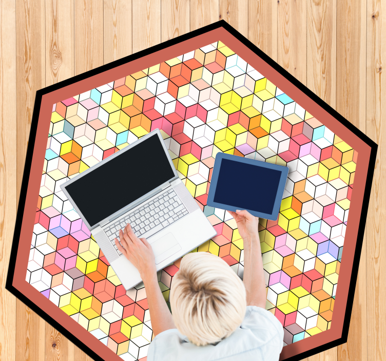 Vinyl Teppich geometrisch hexagonales spektrum - TenStickers