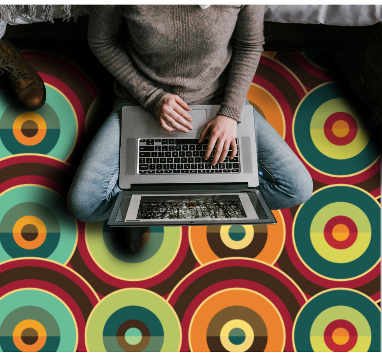 Vinyl Teppich geometrisch lebendiges kreisförmiges motiv - TenStickers