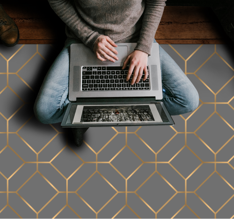 Vinyl Teppich geometrisch Sechseck-Überlagerung - TenStickers