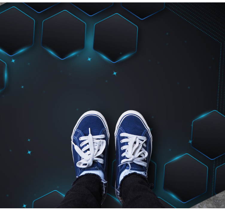 Vinyl Teppich geometrisch blaues sechseckiges layout - TenStickers