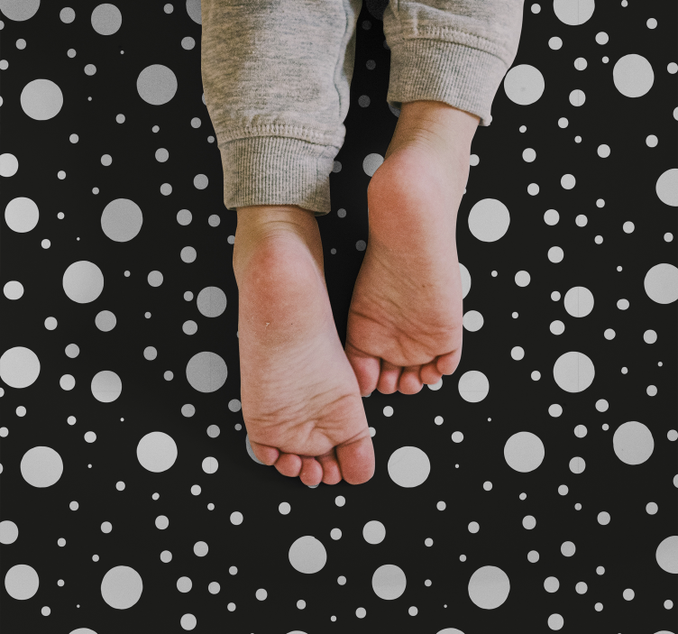 Vinyl Teppich Baby graue und schwarze tupfen - TenStickers