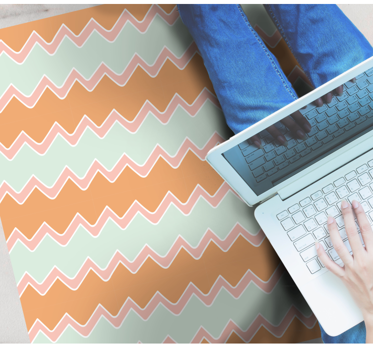 Vinyl Teppich geometrisch beiges und blaues zickzack-muster - TenStickers