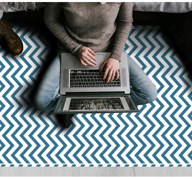 Vinyl Teppich gestreift blau-weißer chevron-stil - TenStickers