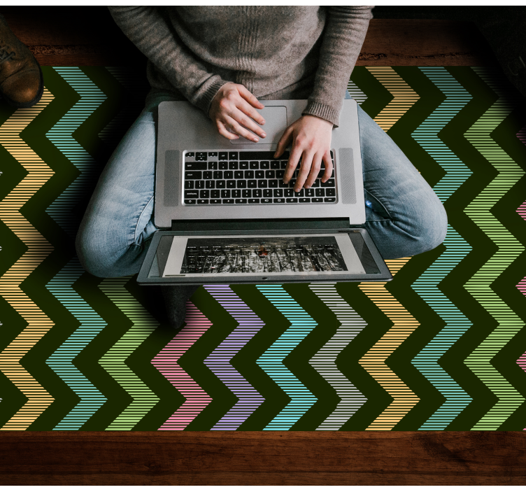 Vinyl Teppich gestreift buntes zickzack-muster - TenStickers