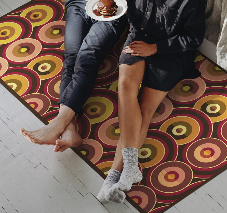 Vinyl Teppich Vintage leuchtend braune kreise - TenStickers