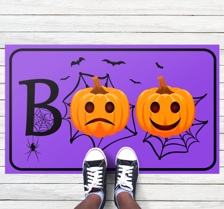 Vinyl Teppich Halloween kürbis spinnennetz boo - TenStickers