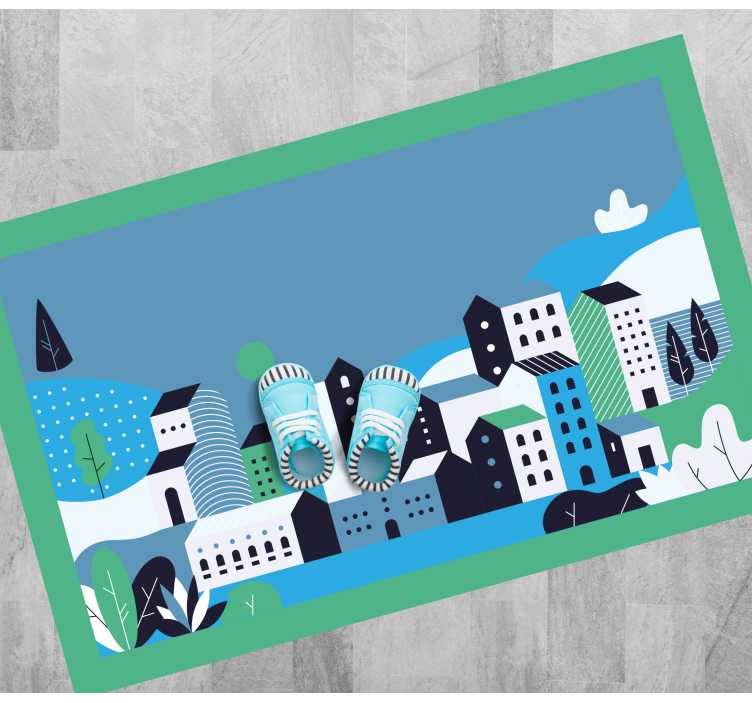 Vinylteppich kindlich blaue stadtlandschaft - TenStickers