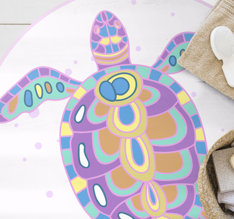 Vinyl Teppich Kinder bunte schildkrötenillustration - TenStickers