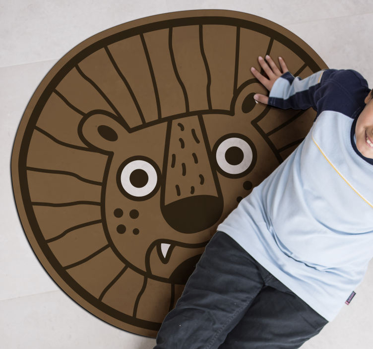 Vinyl Teppich Kinder löwe cartoon kreis - TenStickers