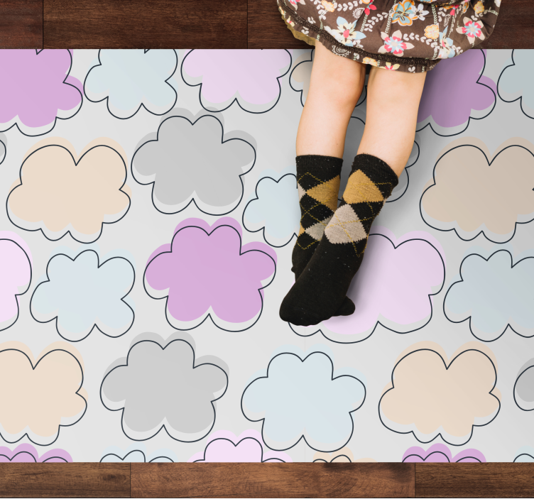 Vinyl Teppich Kinder pastellfarbene Wolken - TenStickers
