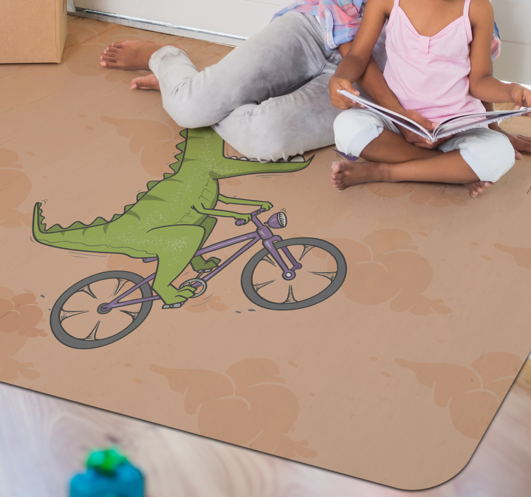 Vinyl Teppich Kinder radfahren dinosaurier brüllen - TenStickers