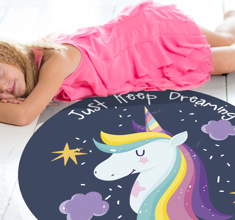 Vinyl Teppich Kinder träume weiter, einhorn - TenStickers