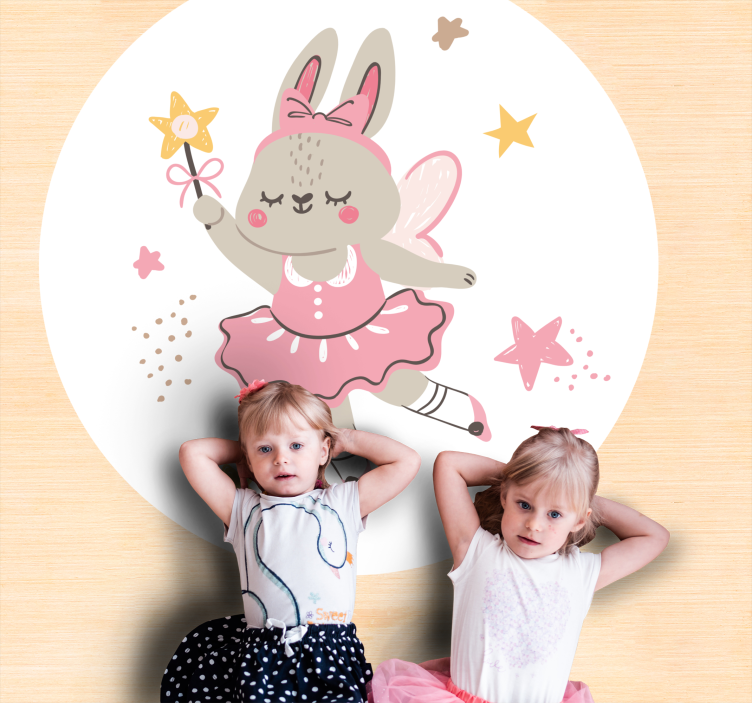 Vinyl teppich kinderzimmer tanzender hase mit zauberstab - TenStickers