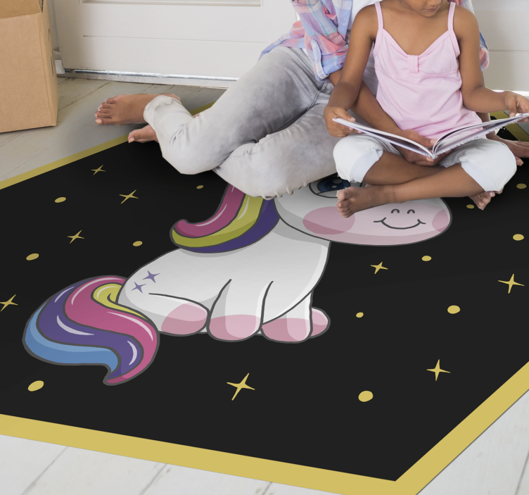 Vinyl Teppich Kinderzimmer bunte einhornfreude - TenStickers