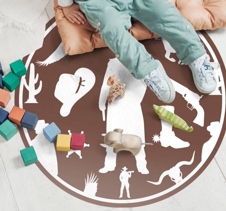 Vinyl Teppich Kinderzimmer cowboy-silhouette - TenStickers