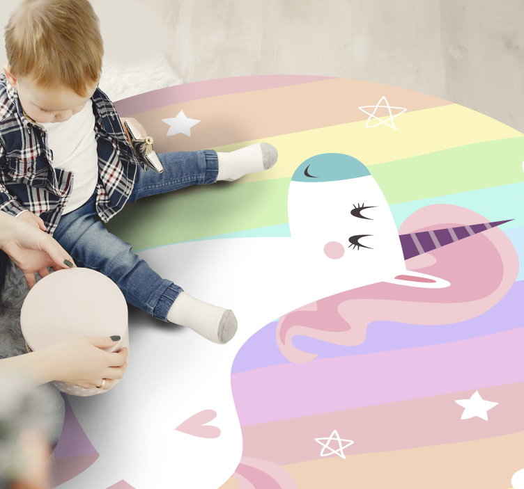 Vinyl Teppich Kinderzimmer einhorn regenbogen dekor - TenStickers