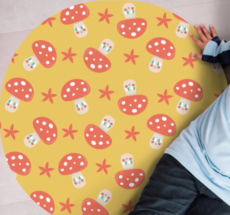 Runder vinyl teppich mit pilzmotiven - TenStickers