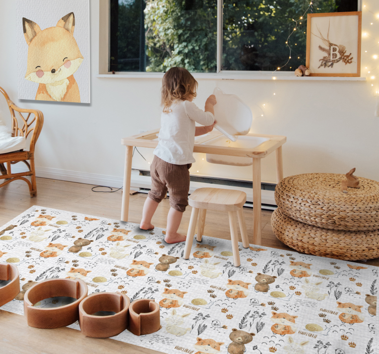 Vinyl Teppich Kinderzimmer glückliche tierfreunde - TenStickers
