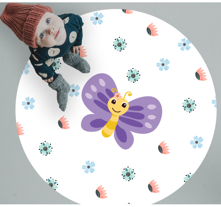 Vinyl Teppich Kinderzimmer lila schmetterlingsdesign - TenStickers