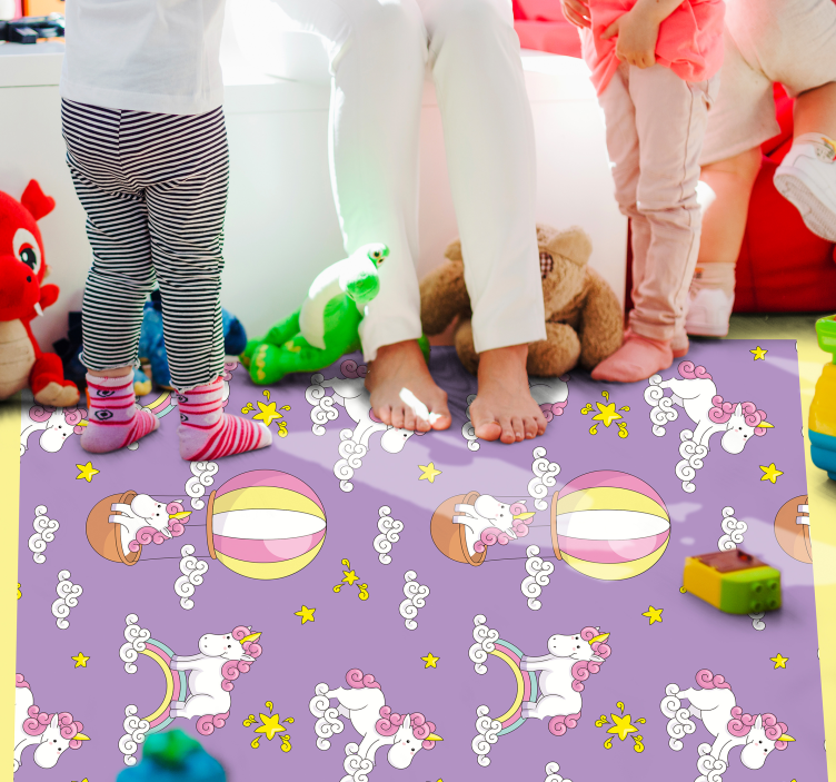 Vinyl Teppich Kinderzimmer verspieltes einhornmuster - TenStickers