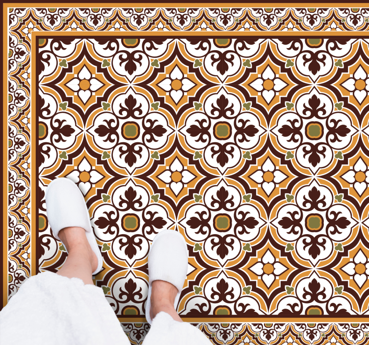 Vinyl läufer küche Braunes und grünes pflanzenmuster - TenStickers