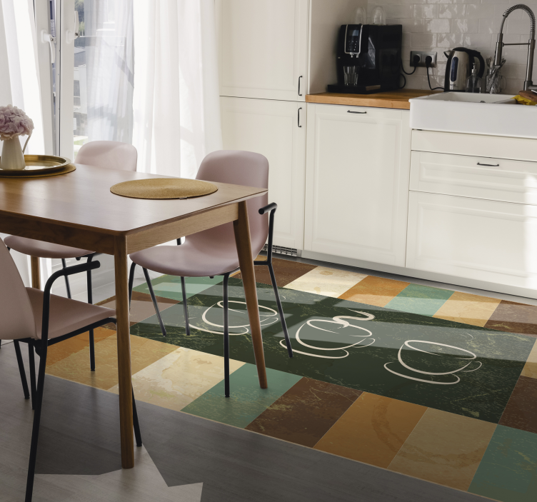 Vinyl Teppich Küche dampfende kaffeetassen - TenStickers