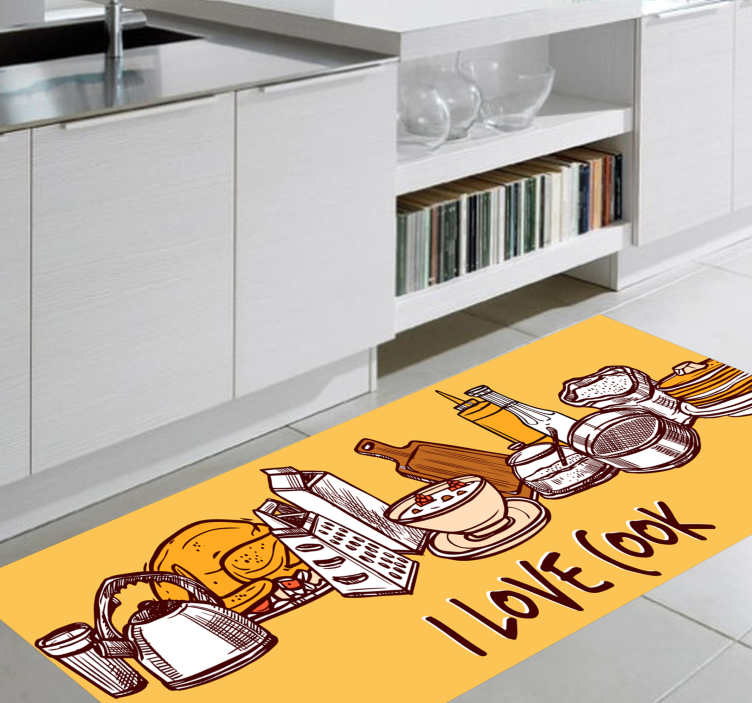 Vinyl teppich küche ich liebe kochen - TenStickers