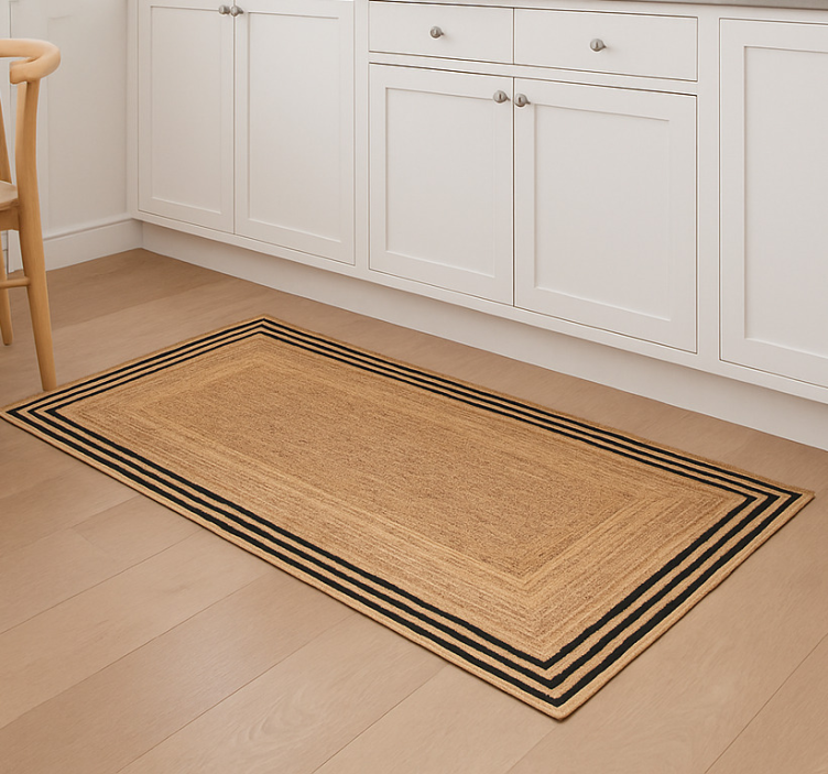 Vinyl teppich küche mit natürlicher jute-optik - TenStickers