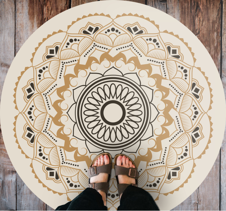 Vinyl Teppich Mandala beiges Mandala-Runddesign - TenStickers