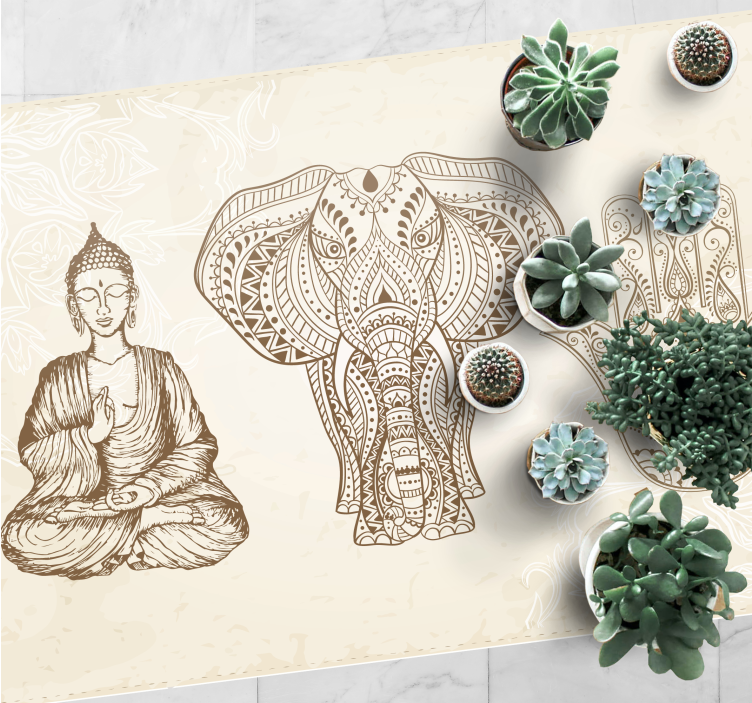 Vinyl Teppich Mandala buddha elefantenhand - TenStickers