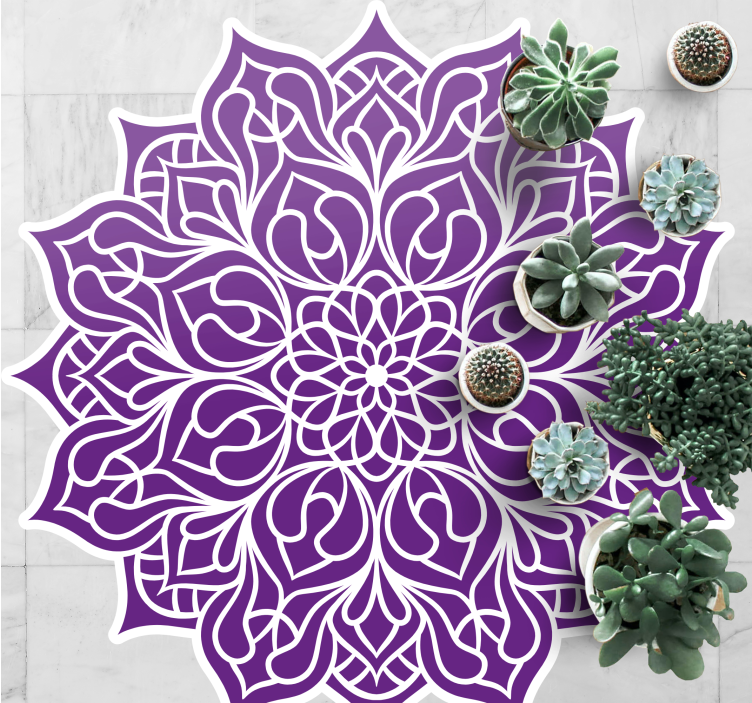 Vinyl Teppich Mandala elegantes lila muster - TenStickers