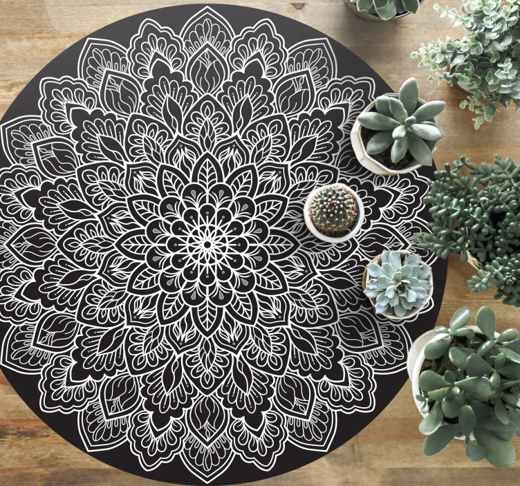 Vinyl Teppich Mandala elegantes monochromes konzept - TenStickers
