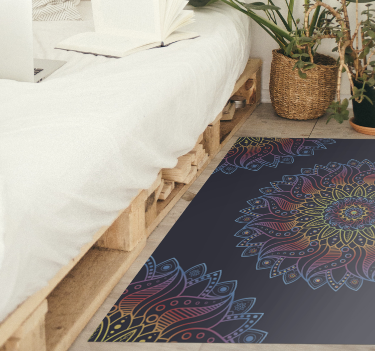 Vinyl teppich mandala farbenfrohes lebhaftes motiv - TenStickers