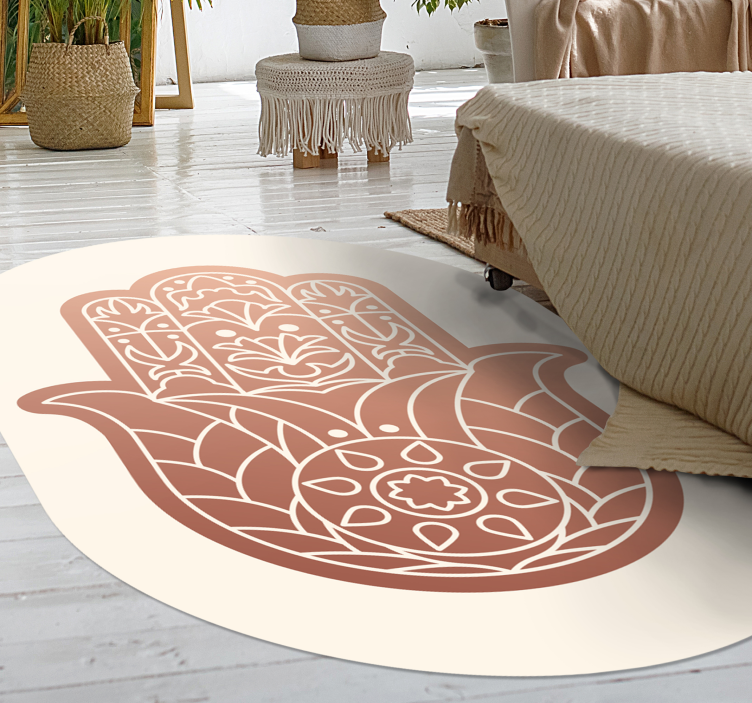 Vinyl Teppich Mandala beige hand der fatima - TenStickers