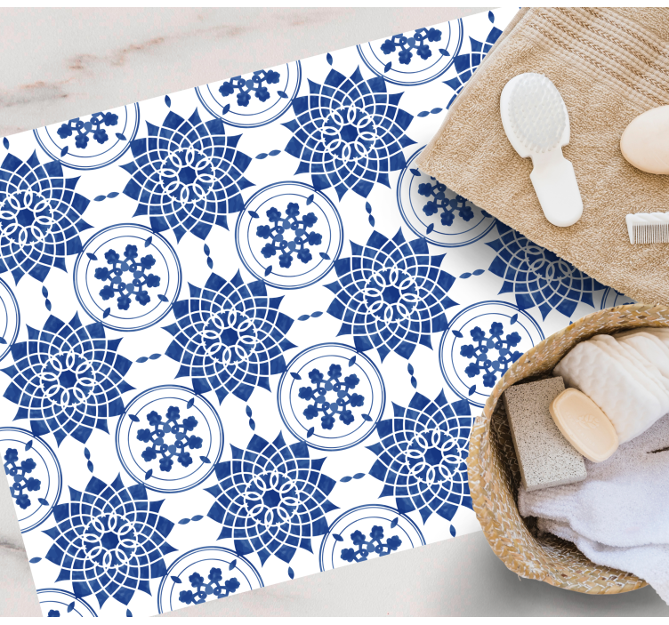 Vinyl Teppich Mandala komplizierte blaue motive - TenStickers