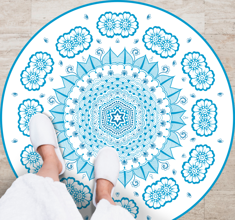 Vinyl Teppich Mandala komplizierte florale inspiration - TenStickers