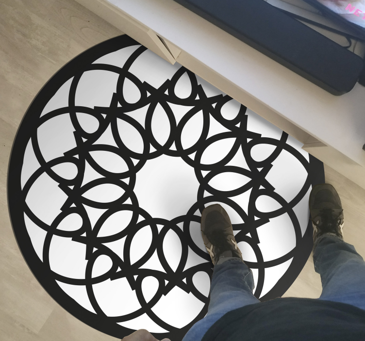 Vinyl Teppich Mandala kompliziertes schwarzes muster - TenStickers