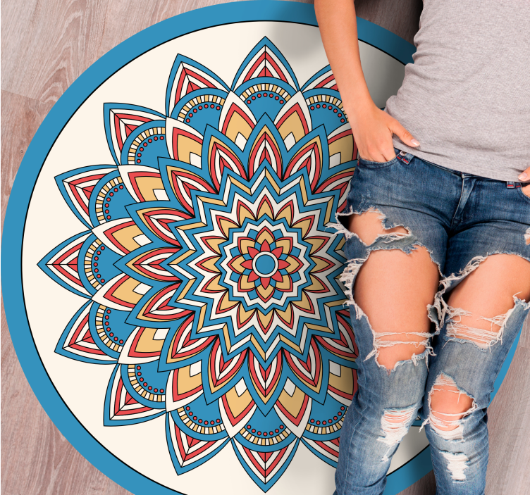 Vinyl Teppich Mandala lebendiges botanisches arrangement - TenStickers