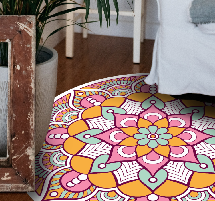 Vinyl Teppich Mandala lebendiges florales konzept - TenStickers