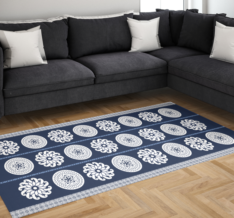 Vinyl Teppich Mandala marineblaue muster - TenStickers