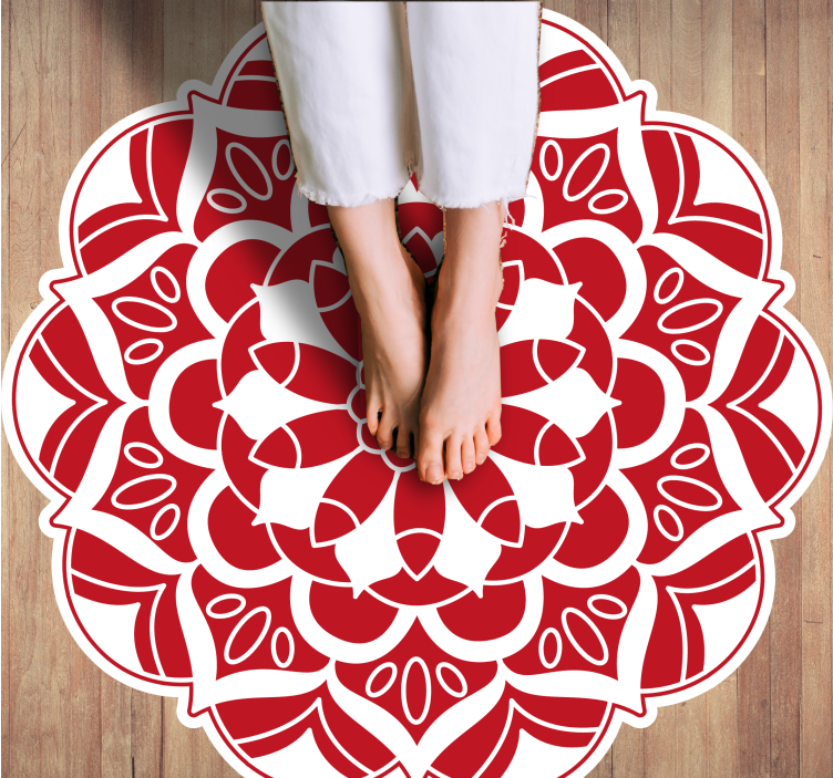 Vinyl Teppich Mandala rotes blumenmuster - TenStickers