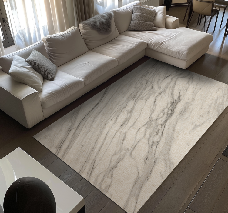 Vinyl Teppich Marmor elfenbeinfarben mit schwarzen details - TenStickers