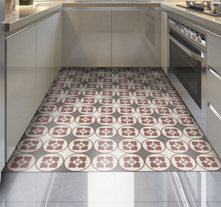 Vinyl Teppich Marmor fliesen mit kreisförmigem muster - TenStickers