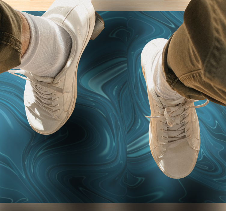 Vinyl Teppich Marmor wirbelnde ozeanfarben - TenStickers