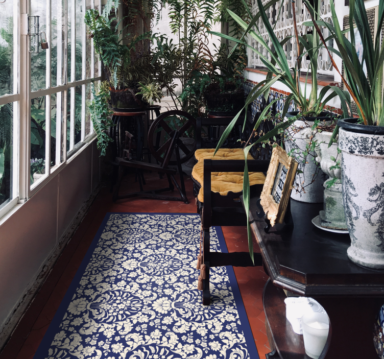 Vinyl Teppich minimalistisch kunstvolles blumenmuster - TenStickers