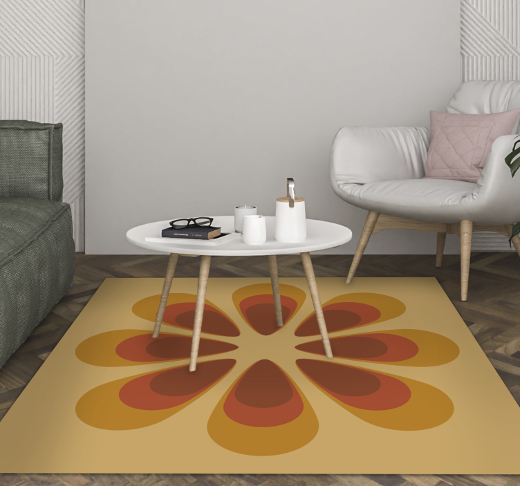 Vinyl Teppich Wohnzimmer retro-blumenform - TenStickers