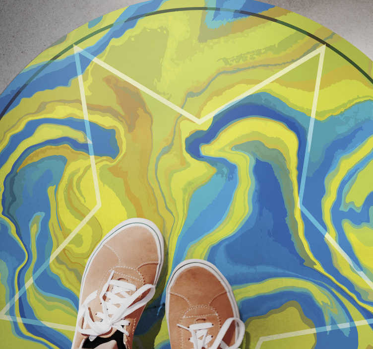 Vinyl Teppich blauer und gelber Stern - TenStickers