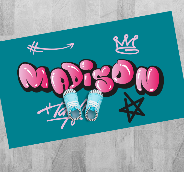 Vinyl Teppich Jugendzimmer rosa graffiti mit namen - TenStickers