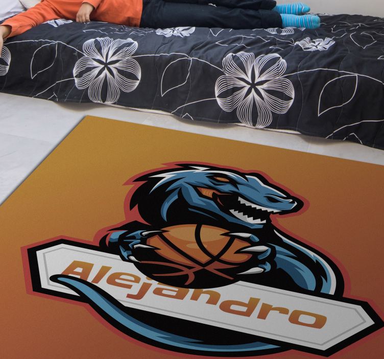 Vinyl Teppich mit Namen basketball-dinosaurier - TenStickers